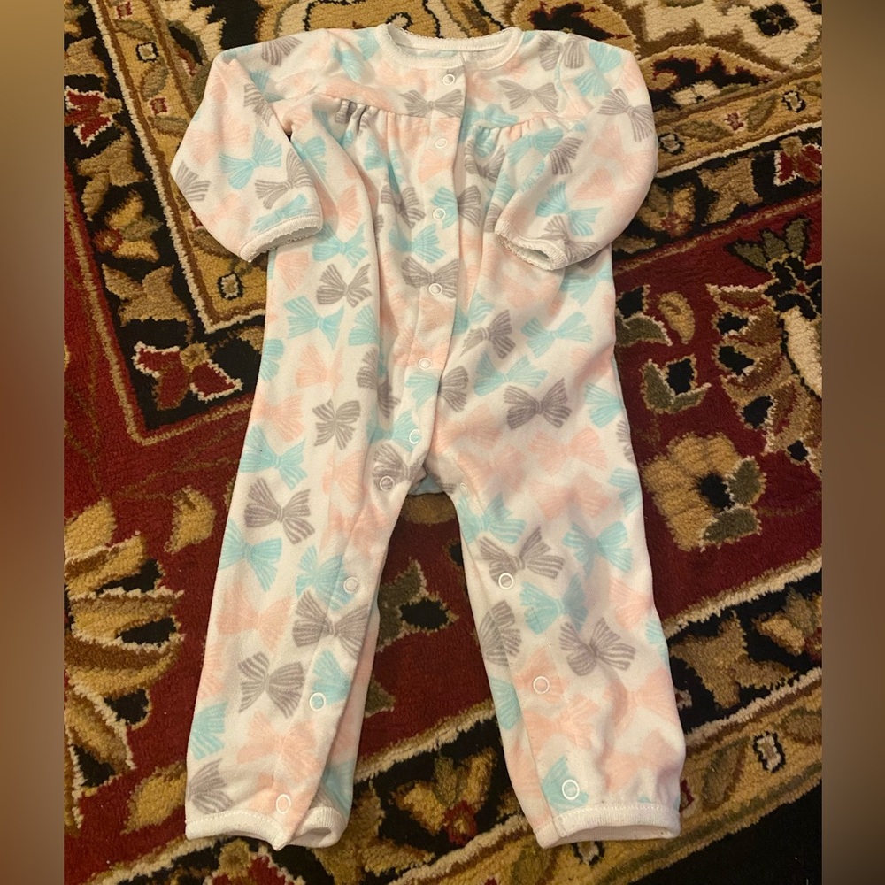 9m Carter's Pink and Blue Bow Print Footie
